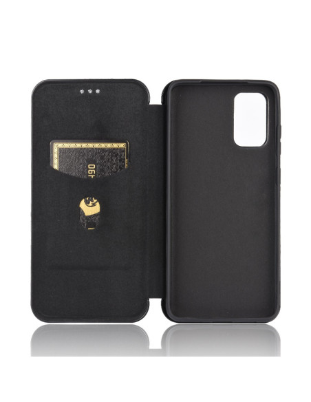 Inuti Samsung S20 Plus flipfodral med kortfack, sett framifrån