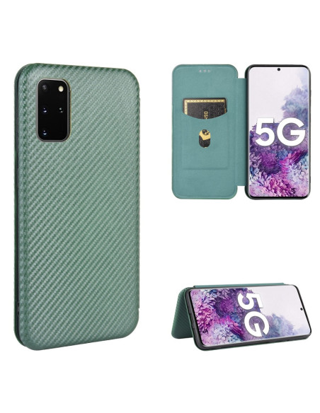 Grönt flipfodral för Samsung S20 Plus med kortfack och texturerad yta