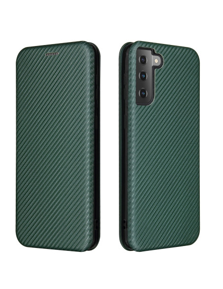 Grönt flipfodral för Samsung S21 Plus med kortfack, visat från sidan