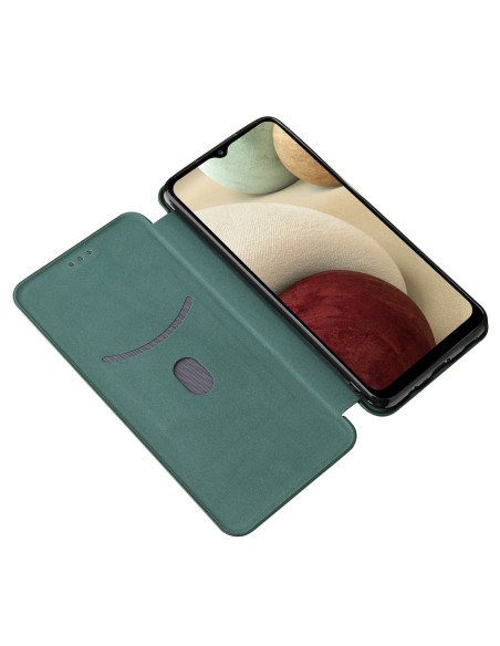 Samsung A12 Flipfodral Kortfack CarbonDreams Grön