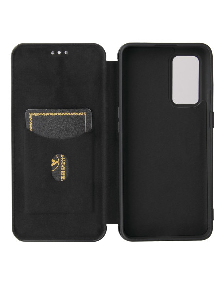 Insidan av OnePlus 9 flipfodral med kortfack och mjukt material