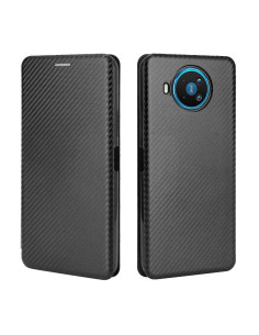 Nokia 8.3 flipfodral med kortfack, sett framifrån och öppet för visning av telefonens skärm 2