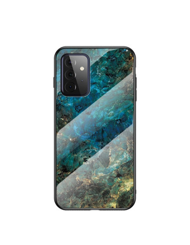 Samsung A72 5G Marmorskal 9H Härdat Glas Baksida Grön Marmor Glassback V2