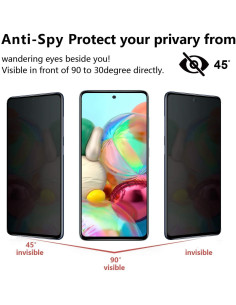 Två stycken härdat glas för Samsung A72 5G med integritetsskydd, sett framifrån 2