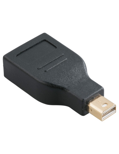 Svart HAMA Adapter DisplayPort till Mini DisplayPort med guldpläterad kontakt, sedd från sidan