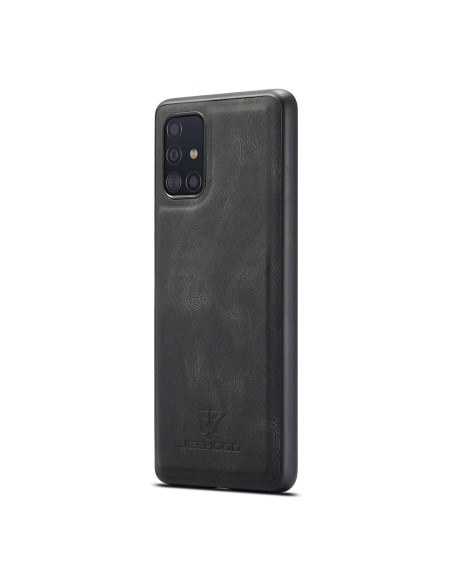 Samsung A51 5G skal i svart TPU, visat bakifrån med textur och korthållare