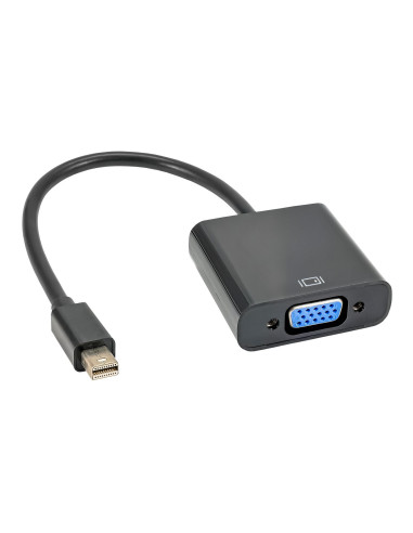 Mini DisplayPort till VGA-adapter med svart kabel och kontakt