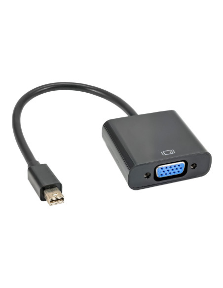 Mini DisplayPort till VGA-adapter med svart kabel och kontakt
