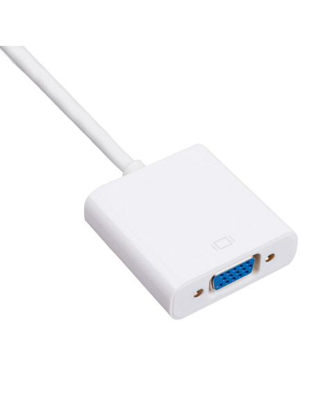 Signalomvandlare Mini DisplayPort till VGA med vit kontakt och kabel