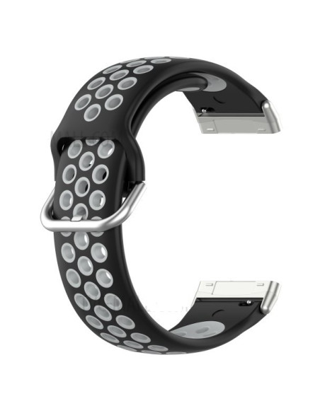 Sportarmband i svart med mönster för Fitbit Sense och Sense 2, sett från sidan