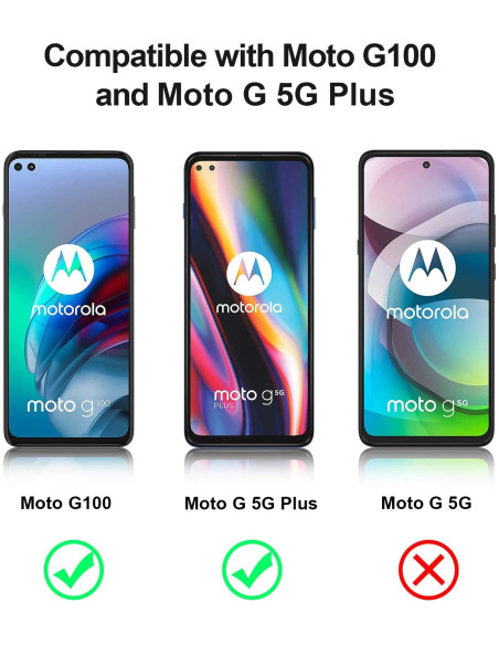 Härdat glas för Motorola Moto G100, visat på telefonens skärm med tydlig passform
