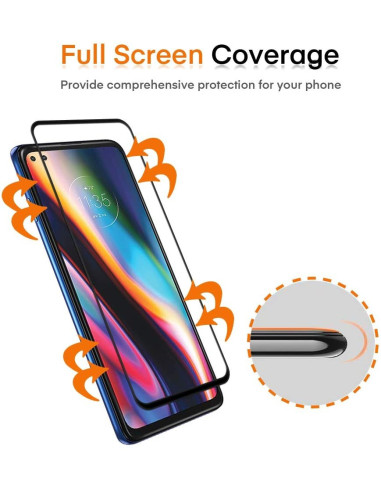 Närbild av Motorola Moto G100 härdat glas som visar fullskärmsdesign och rundade hörn