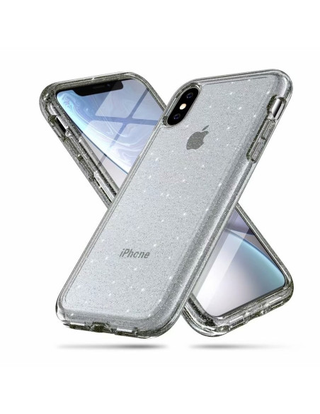Silverfärgat stötdämpande mobilskal Gnistra för iPhone XS Max med glittrande yta