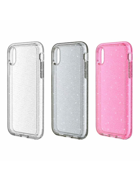 Tre mobilskal Gnistra för iPhone XS Max i olika färger, inklusive silver och rosa