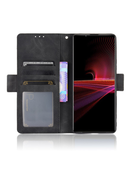 Öppet plånboksfodral för Xperia 1 III med kreditkort och telefon insatt