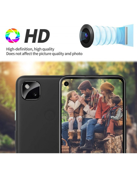 Detaljvy av härdat glas för Google Pixel 4a 5G med tydlig skärm och transparent yta