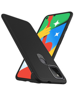 Google Pixel 4a 5G skal i FullCarbon V3, sett från sidan med mönstrad yta