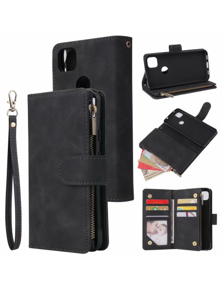 Google Pixel 4a 5G Multifunktionellt Plånboksfodral Zipper 8-Fack