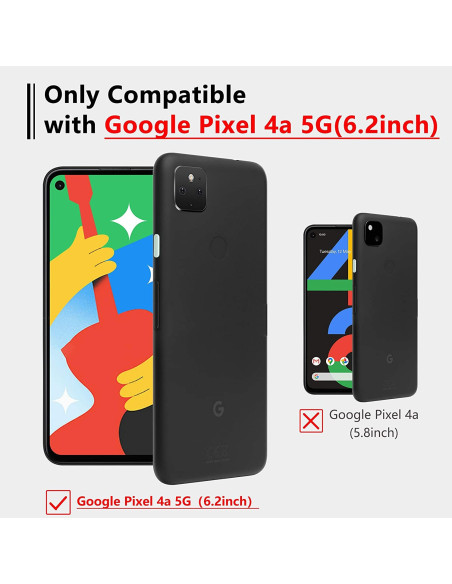 Google Pixel 4a 5G med kamera linsskydd i härdat glas, visad från sidan