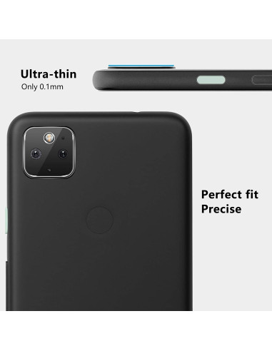 Sidan av Google Pixel 4a 5G med ultratunt linsskydd i transparent design