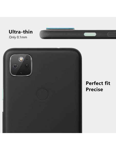 Sidan av Google Pixel 4a 5G med ultratunt linsskydd i transparent design