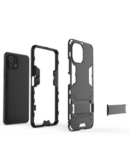 Xiaomi Mi 11 Lite stöttåligt skal med kickstand, visat i delar med telefon i fokus