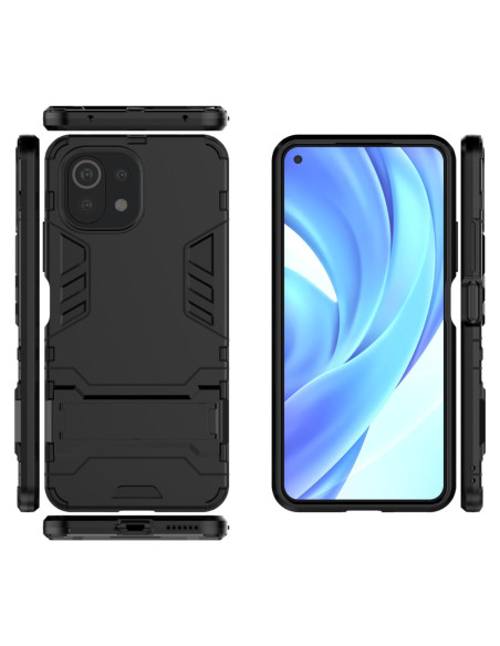 Xiaomi Mi 11 Lite stöttåligt skal med kickstand, visat framifrån med telefon i skalet