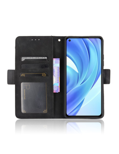 Svart plånboksfodral för Xiaomi Mi 11 Lite med öppet lock och synliga kortfack