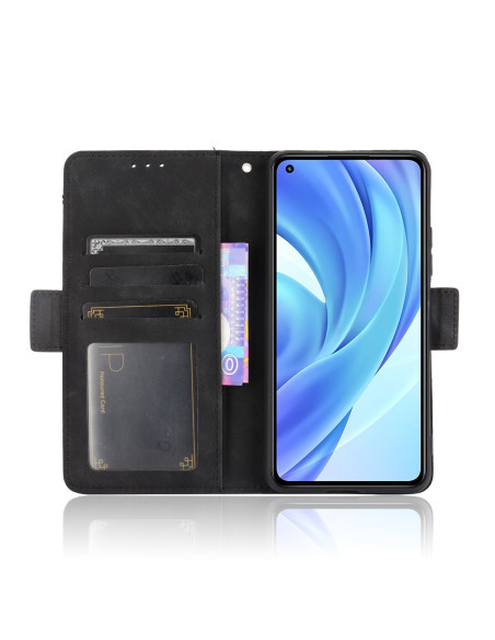 Svart plånboksfodral för Xiaomi Mi 11 Lite med öppet lock och synliga kortfack