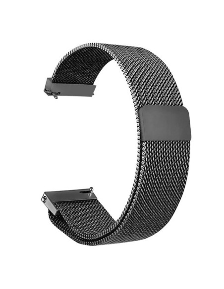 Milanesisk loop armband i svart för OnePlus Watch, visande detalj av armbandet