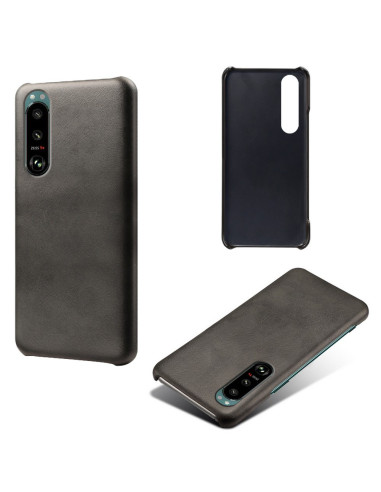 Svart ultratunt TPU-skal för Xperia 1 III med vintage-look, sett från sidan och baksidan