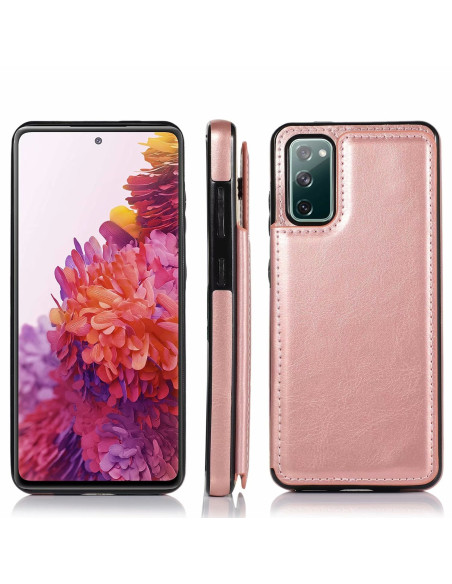 Samsung S20 FE Stöttåligt Skal Korthållare 3-FACK Flippr Rosenguld