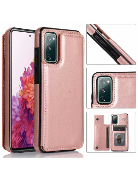 Samsung S20 FE Stöttåligt Skal Korthållare 3-FACK Flippr Rosenguld