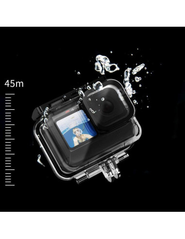 GoPro Hero 9 Black i vattentätt skal under vatten med tydlig visning av skärmen