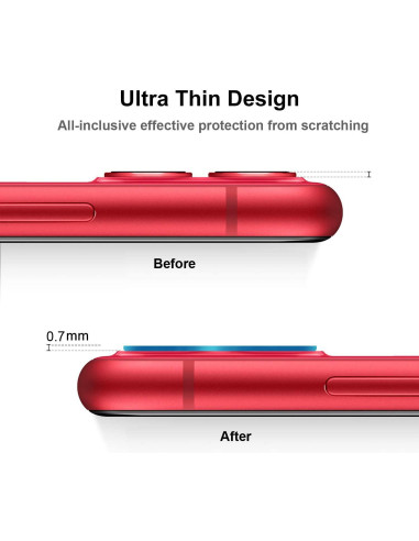 Detaljvy av Xiaomi Mi 11 Lite med linsskydd som visar den tunna designen