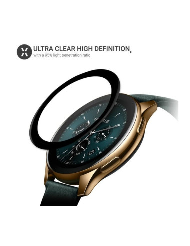 OnePlus Watch med FullFrame 3D härdat glas i detaljvy från sidan