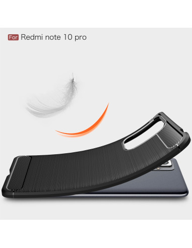 Xiaomi Redmi Note 10 Pro 4G skal i SlimCarbon-design, lätt böjd vy med fokus på textur och passform