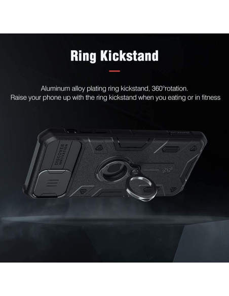 Närbild av iPhone 11 Pro Max skal med ringhållare, visande kickstand-funktionen