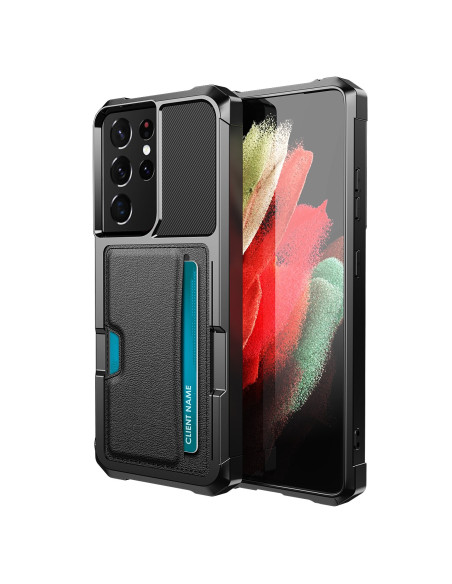 Samsung S21 Ultra Stöttåligt Skal med Kortfack Solid V2