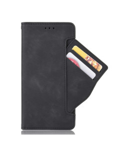Svart plånboksfodral i PU-läder för Zenfone 8 Flip, öppet med telefon och kortfack synliga 2