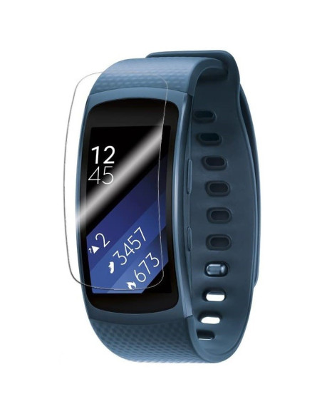 Transparent skärmskydd monterat på Samsung Galaxy Fit 2, visar tydlig display