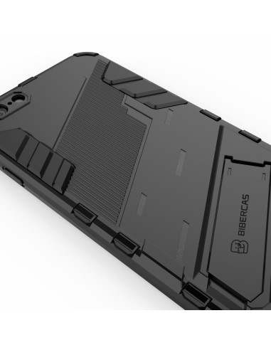 Detaljvy av baksidan på iPhone 6S Plus skal med kickstand, med textur och mönster