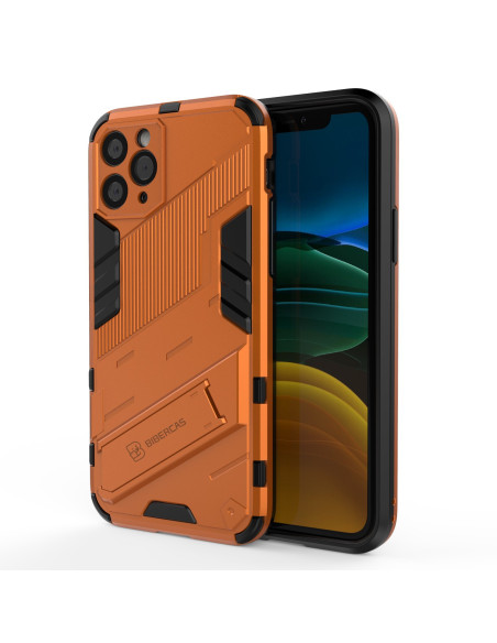 iPhone 11 Pro skal ThinArmor V2 i orange, visat från sidan med kickstandet utfällt