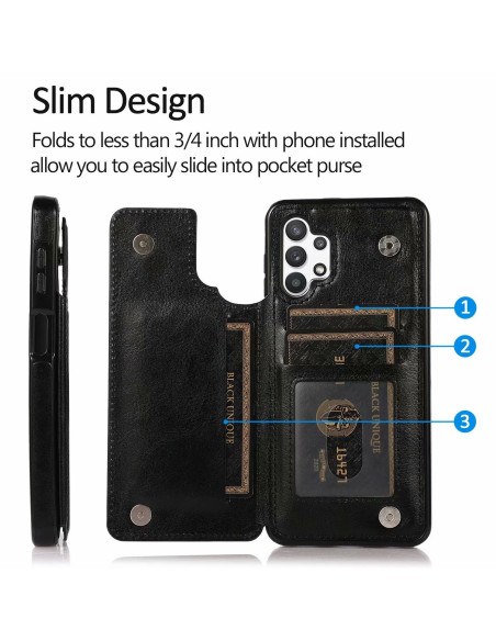 Samsung A32 5G Stöttåligt Skal Korthållare 3-FACK Flippr