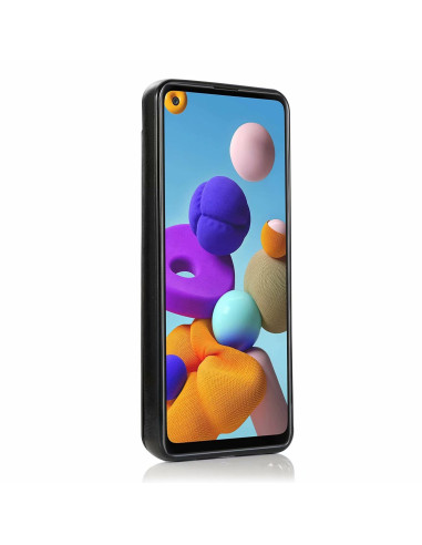 Svart flip-skal för Samsung A21S med stängd design och synlig skärm