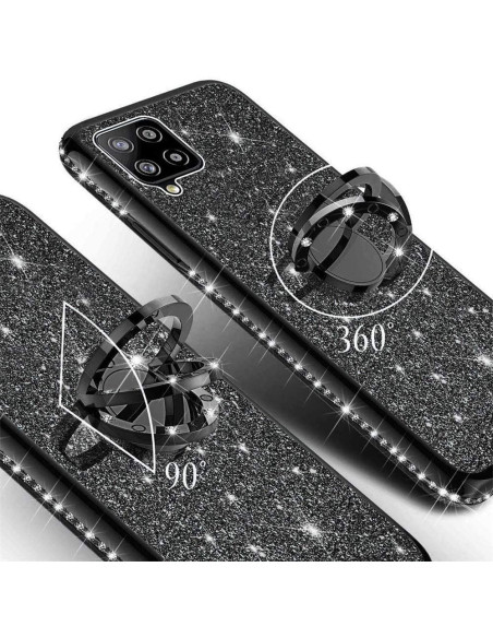 Samsung A12 5G Stötdämpande Skal med Ringhållare Strass