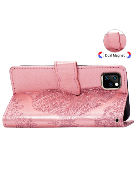 iPhone 11 Pro Max Plånboksfodral PU-Läder 4-FACK Motiv Fjäril