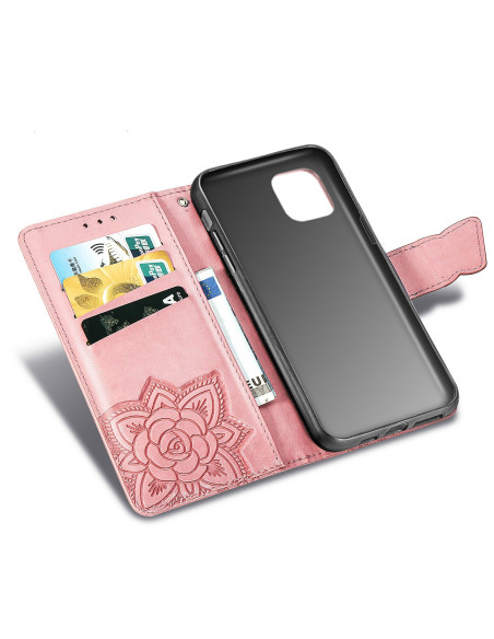 iPhone 11 Pro Max Plånboksfodral PU-Läder 4-FACK Motiv Fjäril
