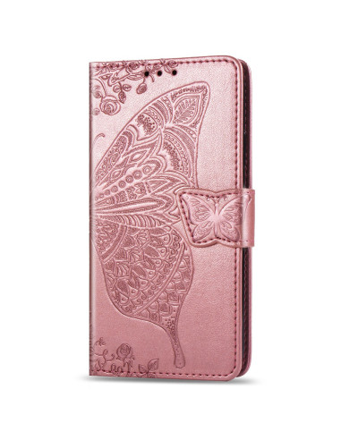Fjärilsmotiv på plånboksfodral i PU-läder för iPhone 12/12 Pro, framifrån