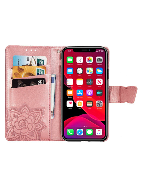 iPhone 12 Pro Max Plånboksfodral PU-Läder 4-FACK Motiv Fjäril